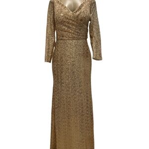 Stunning Long Sleeve Gold Sequin Dress